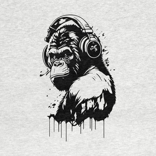 gorilla with headphones by lkn